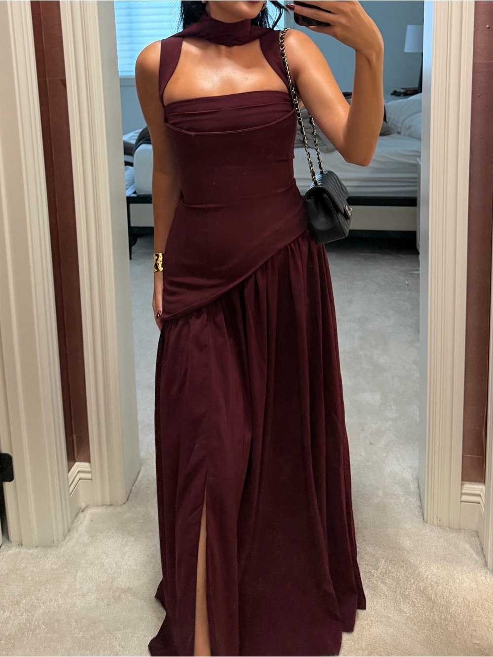 Baby boo Elegant Burgundy Evening Gown Dress
